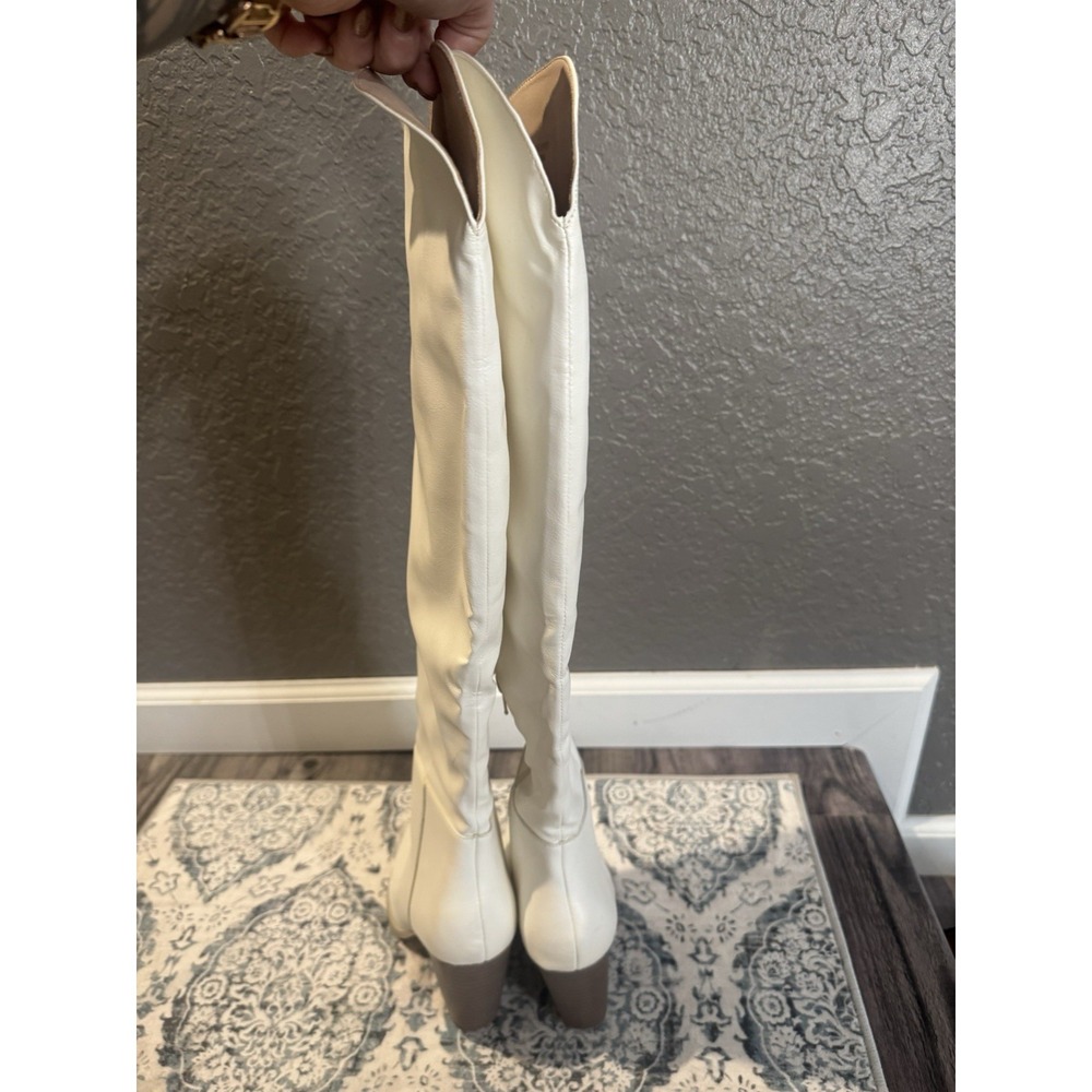 Oasis Society Clara Tall Knee High Western Boots White 7.5 - Picture 4 of 4